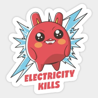 Electricity kills Kawaii Manga Sticker